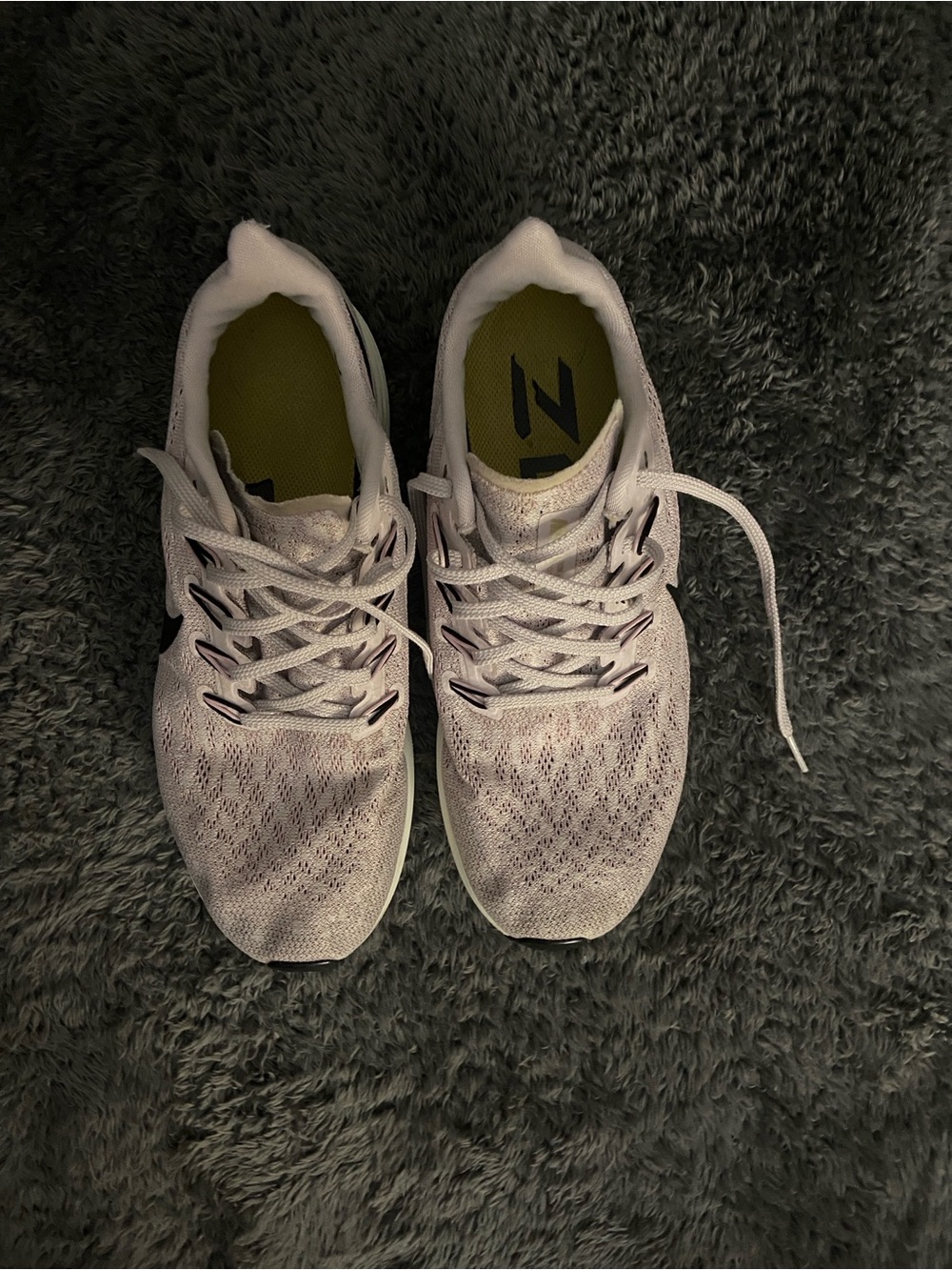 Nike Light Lilac Purple Knit Sneakers with Yellow Insole and Black Nike swoosh